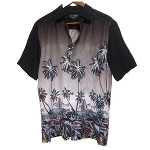David taylor tropical Hawaain short sleeved button up Black/gray men's shirt XLT